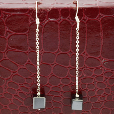 8 Ct, Certified Black Diamond Dangler Drop Earrings in Sterling Silver - ZeeDiamonds