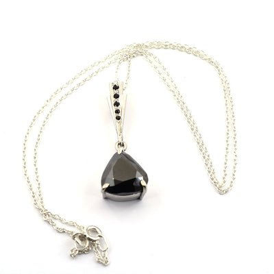 AAA 4.20 ct Rare Pear Shape Certified Black Diamond Solitaire Pendant - ZeeDiamonds