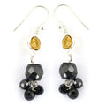 Black Diamond Dangler Chain Earrings With Citrine Gemstone - ZeeDiamonds