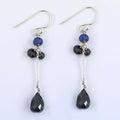 14.20 Ct, Black Diamond Dangler Chain Earrings in 925 Silver - ZeeDiamonds