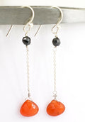 100% Certified Black Diamond & Carnelian Drops Designer Earrings For Women's - ZeeDiamonds