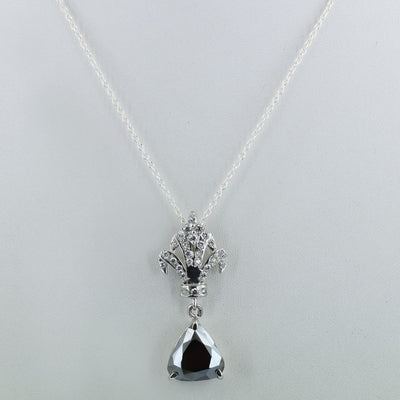 7 Ct Trillion Shape Black Diamond Pendant With Diamond Accents - ZeeDiamonds