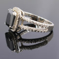 2 Cts Princess Cut Black Diamond Ring with White Diamond Accents - ZeeDiamonds