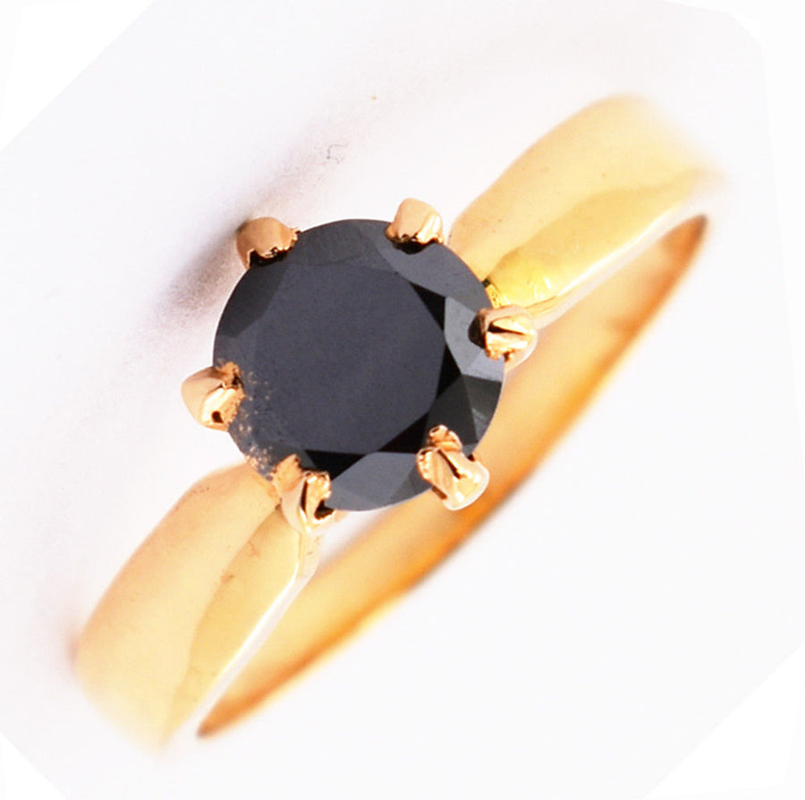 1.50 Ct Round Cut 100% Certified Black Diamond Solitaire Ring In Yellow Gold Finish - ZeeDiamonds