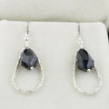 Very Elegant and Unique Black Diamond Dangler Earrings in Sterling Silver - ZeeDiamonds