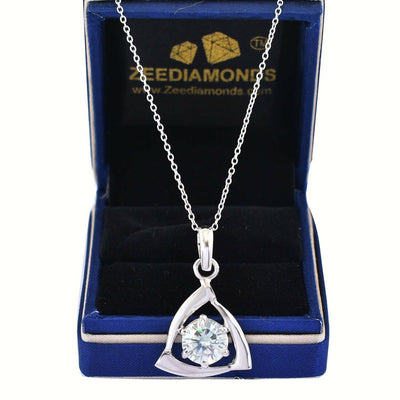 Designer 3 Ct Off White Diamond Pendant in 925 Silver with Prong Setting, Great Shine & Luster! Certified Diamond! Gift For Birthday/Wedding! - ZeeDiamonds