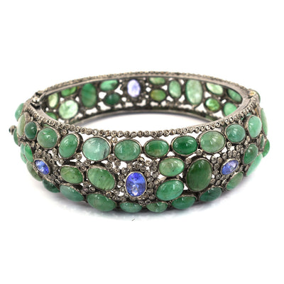 Natural Emeralds & Sapphire Gemstone Bracelet With Diamonds - ZeeDiamonds