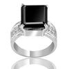3.50 Ct Radiant Cut Black Diamond Ring With White Diamond Accents! Gift for Wedding, Birthday