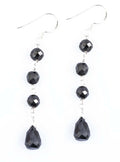 16 Cts Certified Black Diamonds Dangler Silver Earrings, Very Elegant - ZeeDiamonds