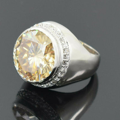 HUGE 20.60 Ct Champagne Diamond Heavy Ring with Diamond Accents, Great Shine & Luster WATCH VIDEO - ZeeDiamonds