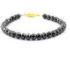 7 mm Round Faceted Black Diamond Beaded Bracelet In Yellow Finish Clasp. Amazing Collection & Great Shine