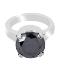 2.50 Ct 100% Certified Round Cut Black Diamond Solitaire Ring - ZeeDiamonds