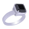 2.7 Ct Certified Asscher Cut Black Diamond Ring In Sterling Silver - ZeeDiamonds