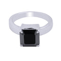 2.7 Ct Certified Asscher Cut Black Diamond Ring In Sterling Silver - ZeeDiamonds