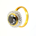 5 Ct Black Diamond with White Diamonds Accents, Ring In Yellow Gold Finish - ZeeDiamonds