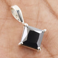 Princess Cut Black Diamond Pendant in 925 Sterling Silver 1.50 Carats Certified - ZeeDiamonds