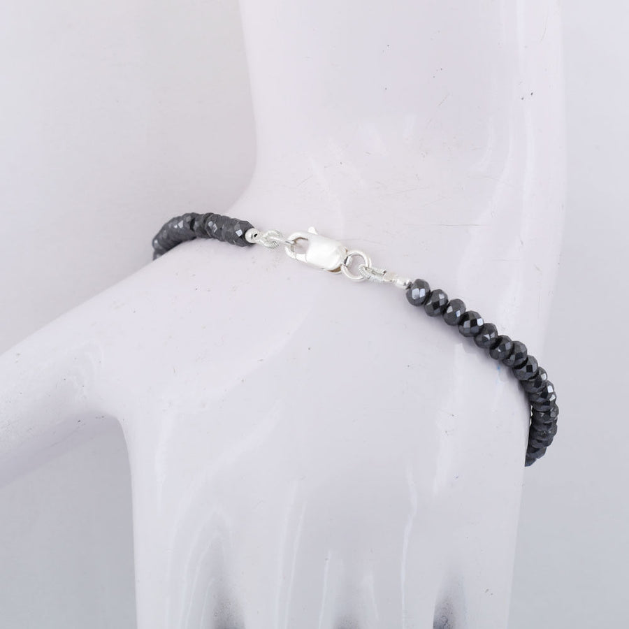 37 Cts Black Diamond Beads Bracelet In Sterling Silver Beautiful Design - ZeeDiamonds