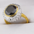 5 Ct Black Diamond with White Diamonds Accents, Ring In Yellow Gold Finish - ZeeDiamonds