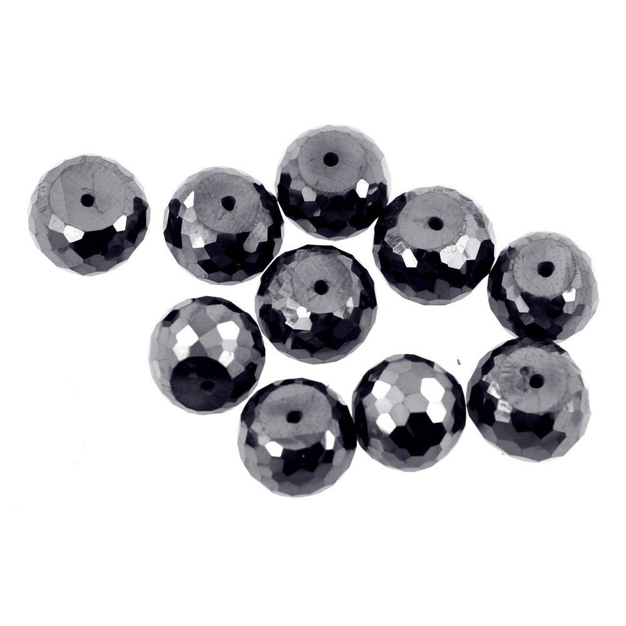 100% Certified 8 mm Black Diamond Beads- 10 Pcs - For Jewelry Making Beads