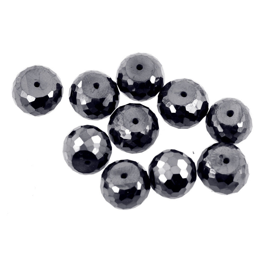 100% Certified 8 mm Black Diamond Beads- 10 Pcs - For Jewelry Making Beads - ZeeDiamonds
