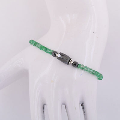 Black Diamond & Emerald Gemstone Sterling Silver Bracelet!Great Combination ! - ZeeDiamonds