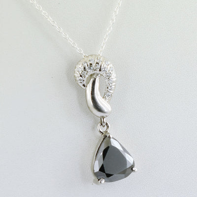 AAA Certified 3.5 Cts Trillion Shape Black Diamond Pendant , Designer Creation - ZeeDiamonds