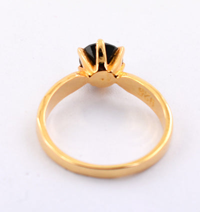 1.50 Ct Round Cut 100% Certified Black Diamond Solitaire Ring In Yellow Gold Finish - ZeeDiamonds