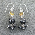 Black Diamond Dangler Chain Earrings With Citrine Gemstone - ZeeDiamonds