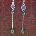 11 Ct 100% Certified Black Diamond with Amethyst Chain Earrings - ZeeDiamonds