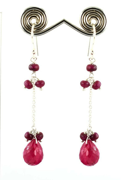 22.35 Cts African Ruby Gemstone Designer Earrings For Women's Gift - ZeeDiamonds