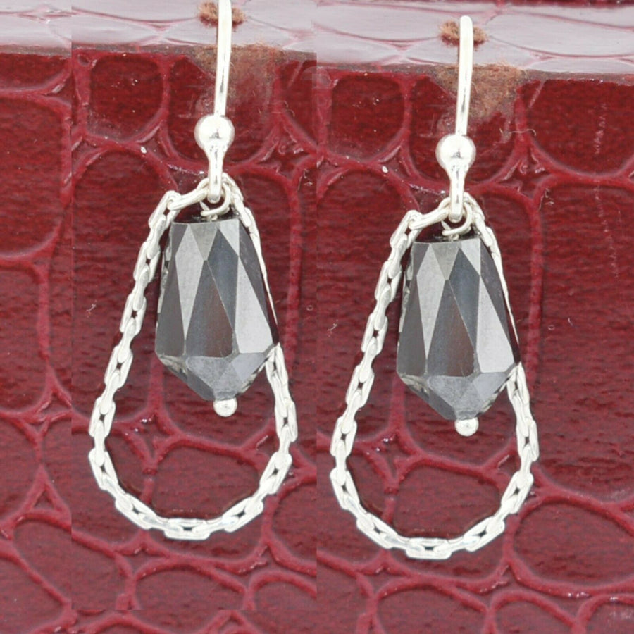 Very Elegant and Unique Black Diamond Dangler Earrings in Sterling Silver - ZeeDiamonds