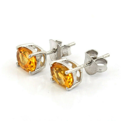 1.64 Grams 100% Certified Citrine Gemstone, Studs Earring In 925 Silver, Gift For Women - ZeeDiamonds