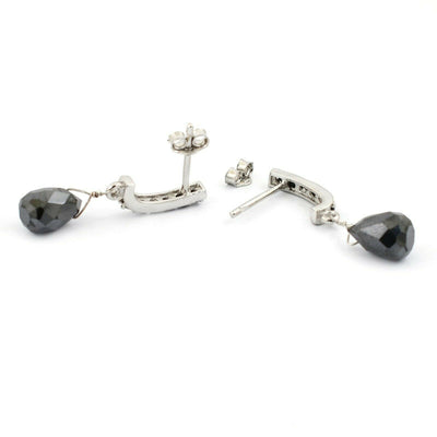 6.50 Ct Certified Black Diamond Dangler Studs, Drop Earrings In 925 Silver - ZeeDiamonds