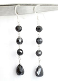 16 Cts Certified Black Diamonds Dangler Silver Earrings, Very Elegant - ZeeDiamonds