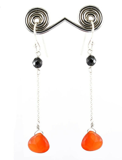 100% Certified Black Diamond & Carnelian Drops Designer Earrings For Women's - ZeeDiamonds