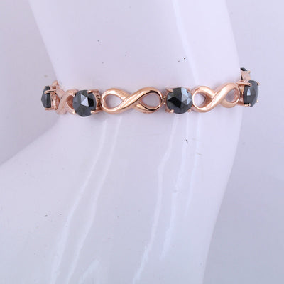 6 Carat Certified Black Diamond Infinite Designer Bracelet In Rose Gold For Women's - ZeeDiamonds