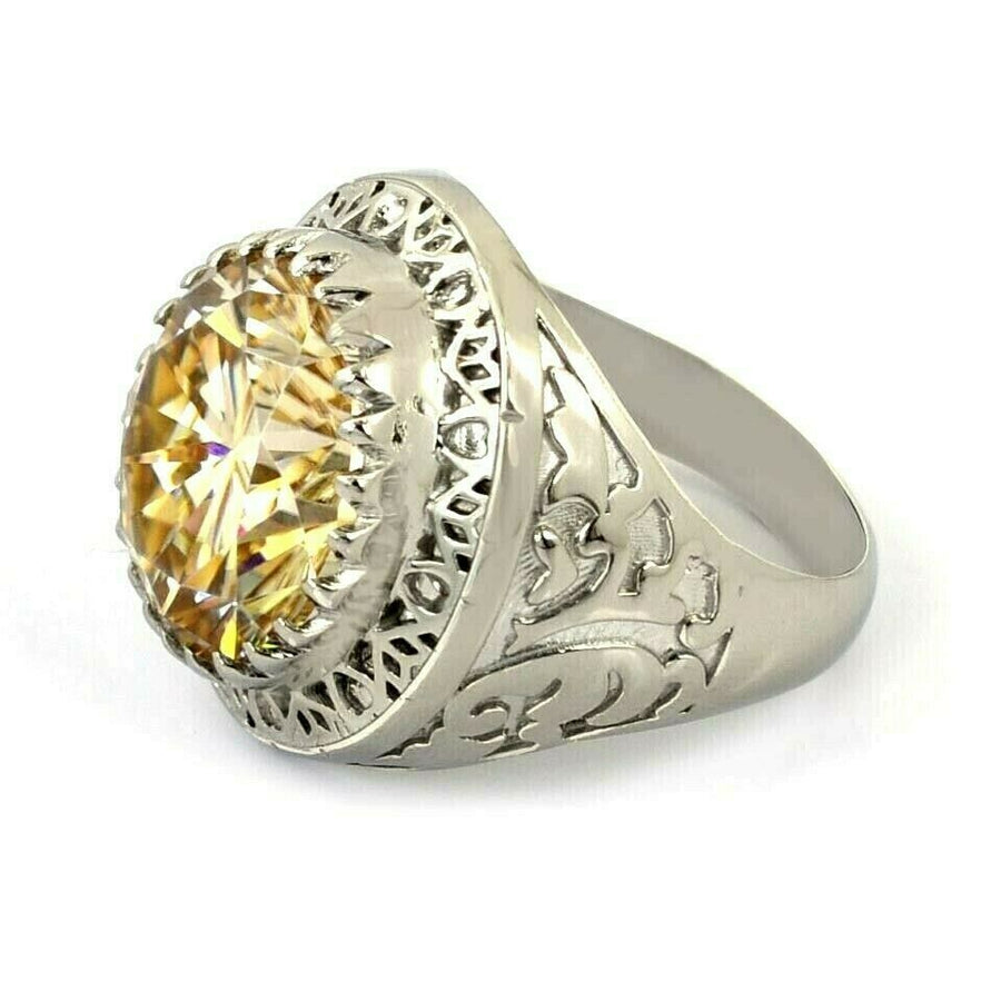 12.40 Ct Champagne Diamond Solitaire Ring, Vintage Design & Shine- WATCH VIDEO - ZeeDiamonds