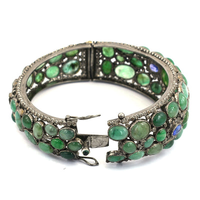 Natural Emeralds & Sapphire Gemstone Bracelet With Diamonds - ZeeDiamonds