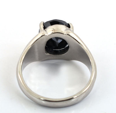 3 Cts Oval Shape Black Diamond Solitaire Ring In 925 Sterling Silver - ZeeDiamonds