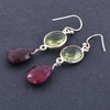 23.10 Cts African Ruby, Green Amethyst Gemstone Dangler Earrings - ZeeDiamonds