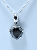 4 Ct, Heart Shape Black Diamond Solitaire Pendant in Sterling Silver - ZeeDiamonds