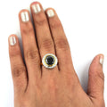 5 Ct Black Diamond with White Diamonds Accents, Ring In Yellow Gold Finish - ZeeDiamonds