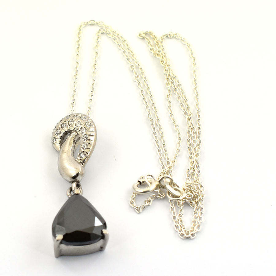 AAA Certified 3.5 Cts Trillion Shape Black Diamond Pendant , Designer Creation - ZeeDiamonds