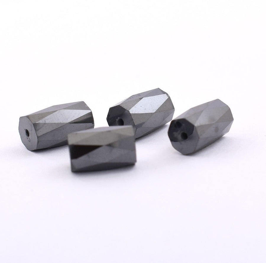 10 mm-7 mm Fancy Drum Faceted Black Diamond Drilled Beads- AAA Quality - ZeeDiamonds
