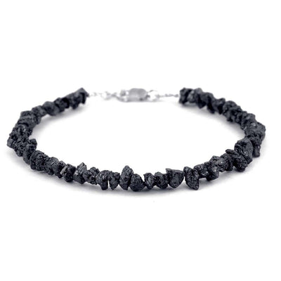 20 Carat Rough Black Diamond Bracelet In Sterling Silver with Free Studs - ZeeDiamonds