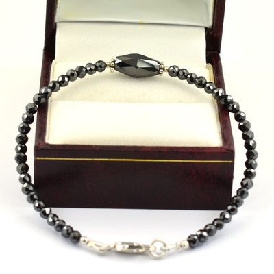 20 Cts Certified Drum Cut Black Diamond 925 Sterling Silver Bracelet - ZeeDiamonds