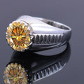 4.55 Ct Champagne Diamond Solitaire Men's Ring In White Gold, Amazing Shine & Bling ! - ZeeDiamonds