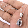 3.50 Ct Pear Shape Black Diamond Pendant In 925 Sterling Silver- Certified- AAA - ZeeDiamonds