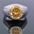 4.55 Ct Champagne Diamond Solitaire Men's Ring In White Gold, Amazing Shine & Bling ! - ZeeDiamonds