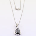 3.50 Ct Pear Shape Black Diamond Pendant In 925 Sterling Silver- Certified- AAA - ZeeDiamonds